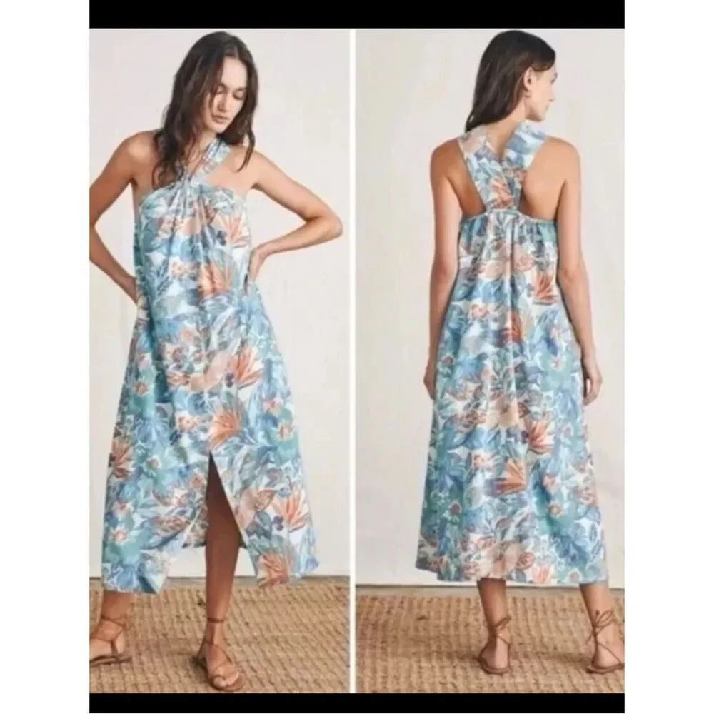 NWTs Faherty Bay Twist Dress in Paradise Blossom Floral Midi New Size XXS